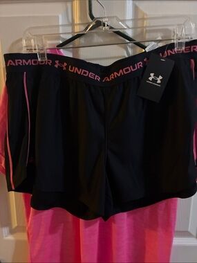 Under Armour Black Women’s Athletic Shorts with Pink Trim NWT